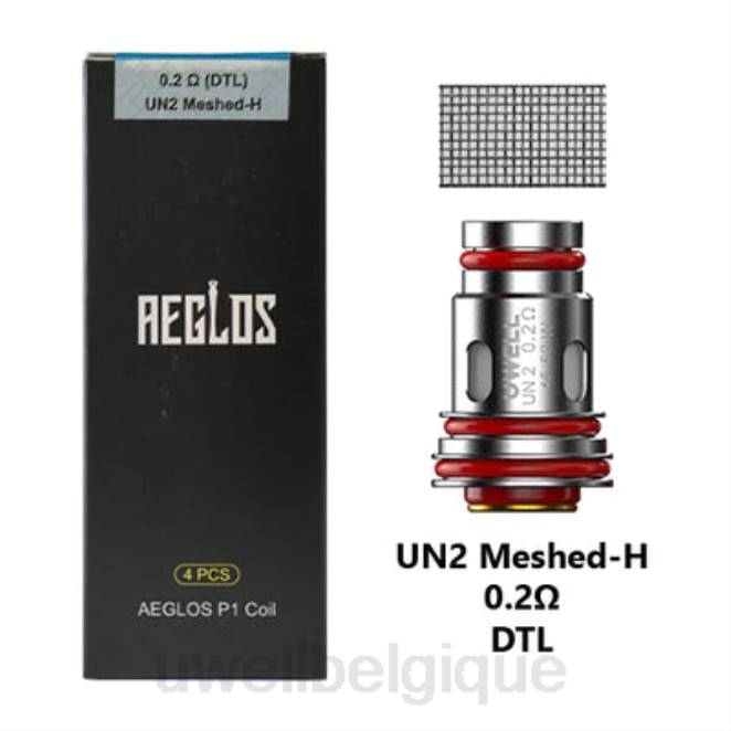 UWELL AEGLOS bobines | paquet de 4 p1 un2 maillé-h 0,2ohm 2VTX271 | UWELL BELGIQUE