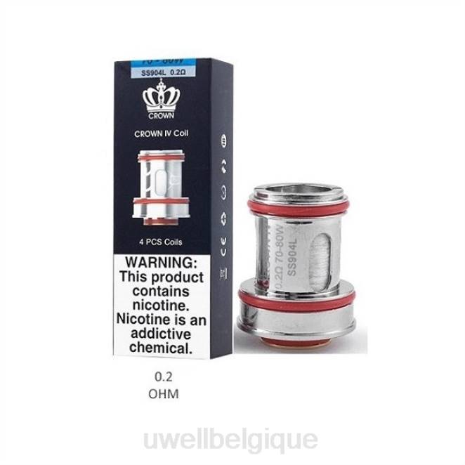 UWELL CROWN 4 bobines de remplacement (paquet de 4) double bobine 0,2 ohm 2VTX182 | UWELL BRUXELLES