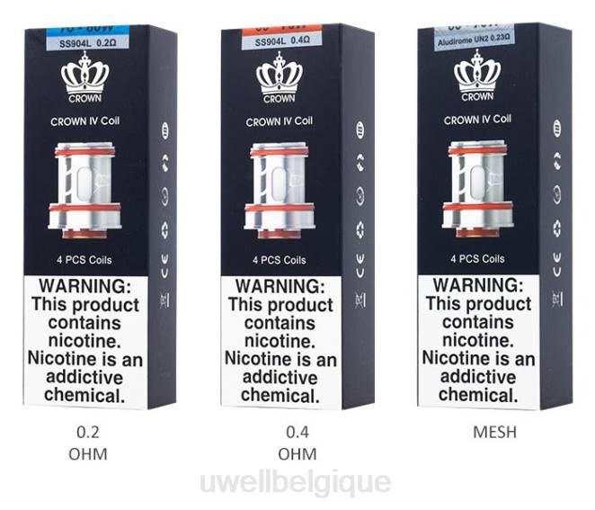 UWELL CROWN 4 bobines de remplacement (paquet de 4) double bobine 0,2 ohm 2VTX182 | UWELL BRUXELLES