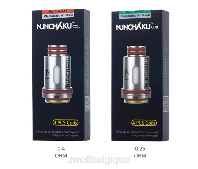 UWELL NUNCHAKU bobines (paquet de 4) 0,4 ohm 2VTX262 | UWELL BRUXELLES