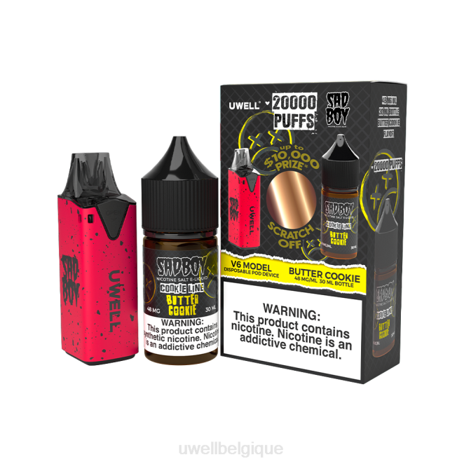 UWELL V6 appareil jetable + jus daddy\'s vapor 30ml - pack collab clr : jaune/flv : folie pastèque 50mg 2VTX220 | UWELL VAPE FOR SALE