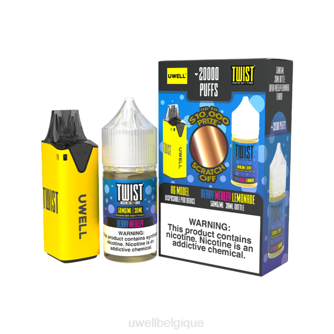 UWELL V6 appareil jetable + jus daddy's vapor 30ml - pack collab clr : jaune/flv : limonade aux baies 50 mg 2VTX216 | UWELL VAPE PRICE
