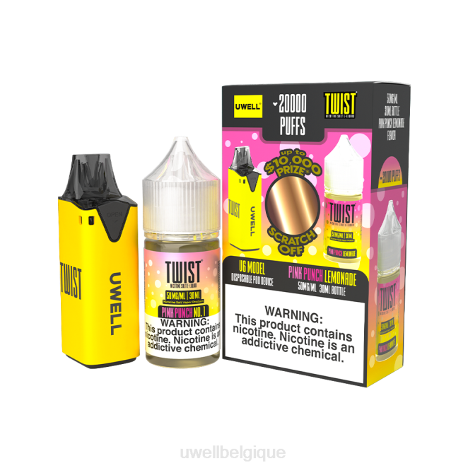 UWELL V6 appareil jetable + jus daddy's vapor 30ml - pack collab clr : jaune/flv : limonade rose punch 50 mg 2VTX219 | UWELL STORE