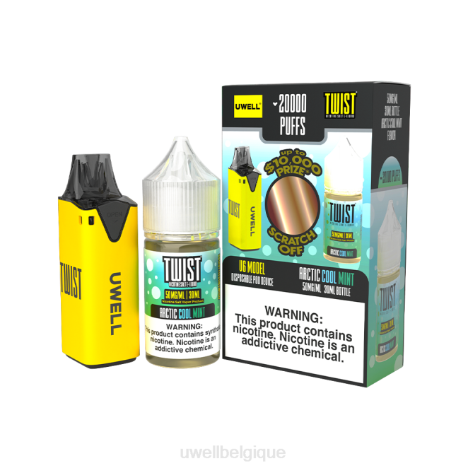 UWELL V6 appareil jetable + jus daddy's vapor 30ml - pack collab clr : jaune/flv : menthe fraîche arctique 50 mg 2VTX215 | UWELL VAPE SHOP