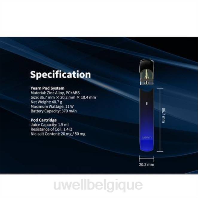 UWELL YEARN appareil pod (pods non inclus) gris 2VTX256 | UWELL VAPE PRICE